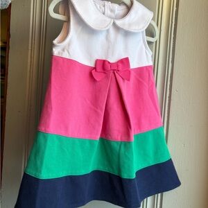 3T Gymboree Collared Sleeveless Kids Dress Colorblock with Bow Front